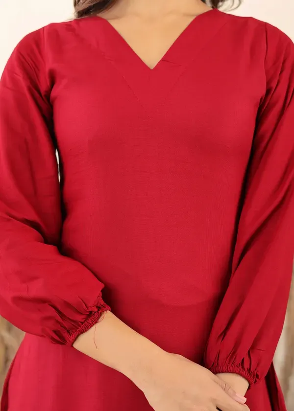 Maroon_Rayon_Chikankari_Kurta_Palazzo_Set_For_Women