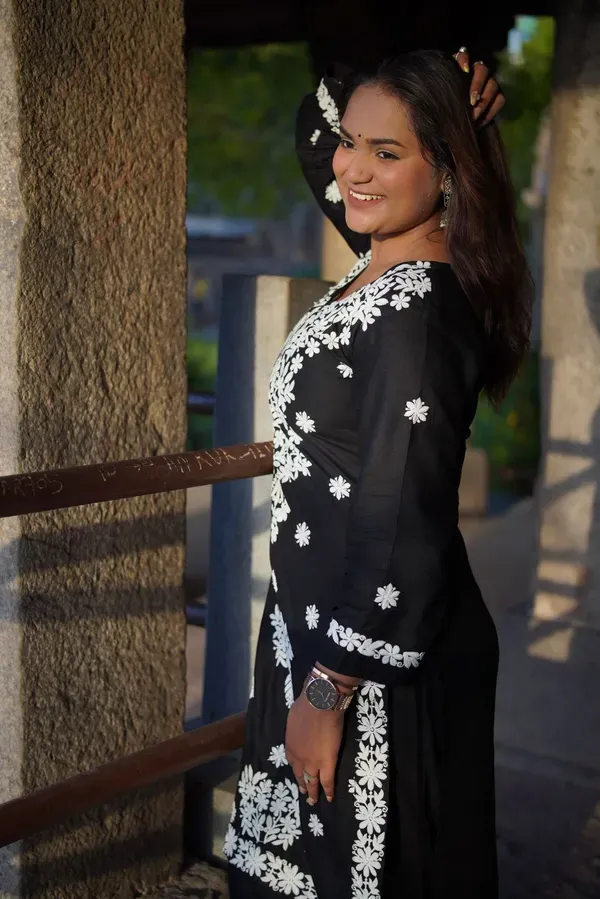 Black_Long_Chikankari_Work_Latest_Rayon_Kurti_Wirh_Plazo_Set