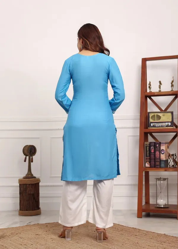 D_Sky_Chikan_Kurta_For_Women_Rayon_Straight_Chikankari_Kurti_And_White_Plaz