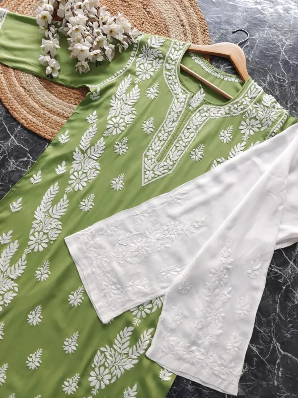 Pista_Rayon_Chikankari_Kurta_With_Palazzo