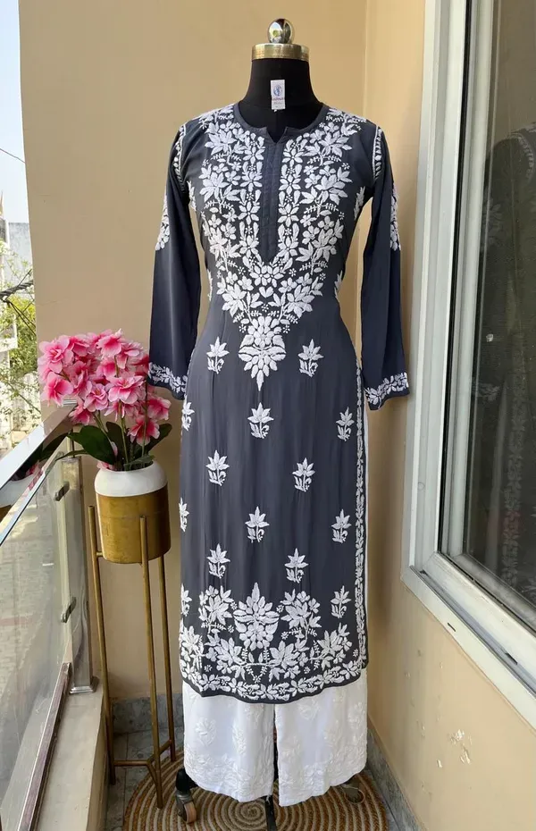 Dark_Grey_Kurti_With_Plazo_For_Women