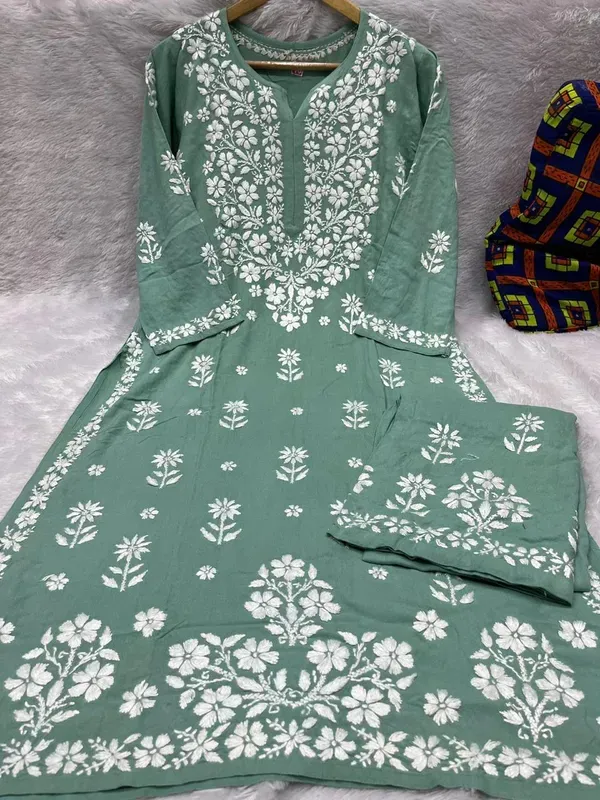 Rama_Green_Elegance_Chikankari_Reyon_Kurta_And_Palazzo_Set