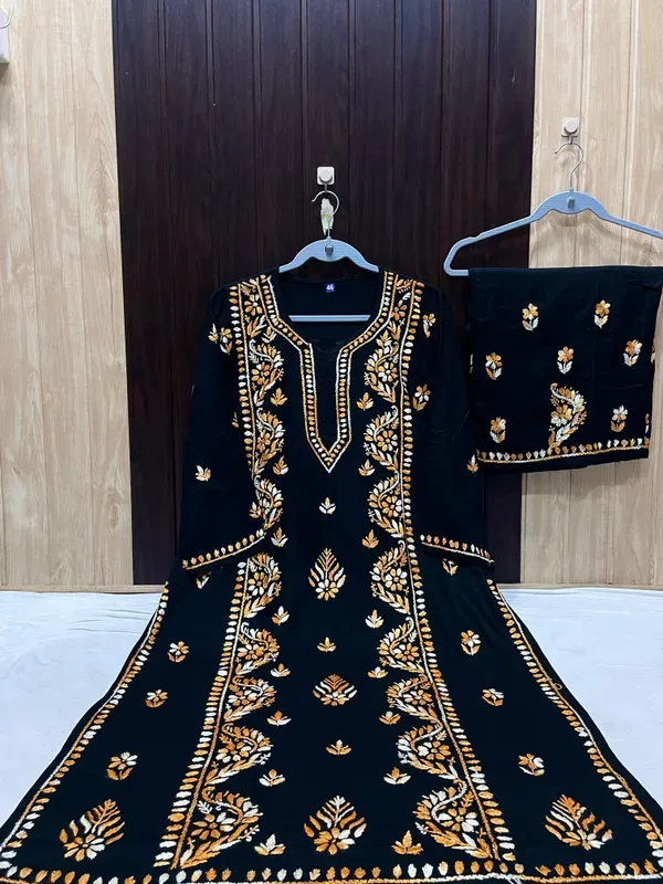 Black_Chiku_Exclusive_Soft_Rayon_Daul_Shade_Thread_Work_Kurti_Plazo_Set