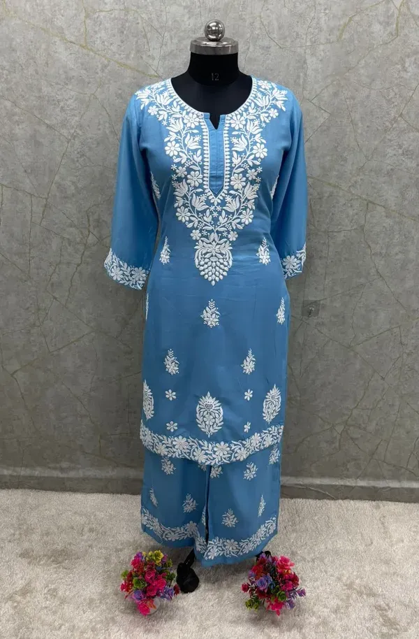 D_Sky_Chikankari_Straight_Kurta_Palazzo_Set_Readymade_For_Women