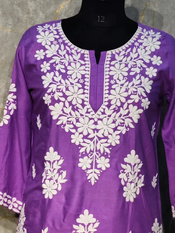 Light_Purple_Rayon_Cotton_Chikankari_Kurta_With_Palazzo_For_Women