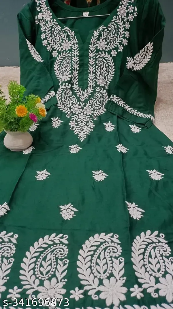 Green_Rayon_Cotton_Chikankari_Embroidery_Work_Kurti