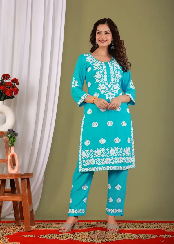 Firoji_Exclusive_Modal_Kurti_With_The_Plazzo_Chikankari_Fabric_For_Women