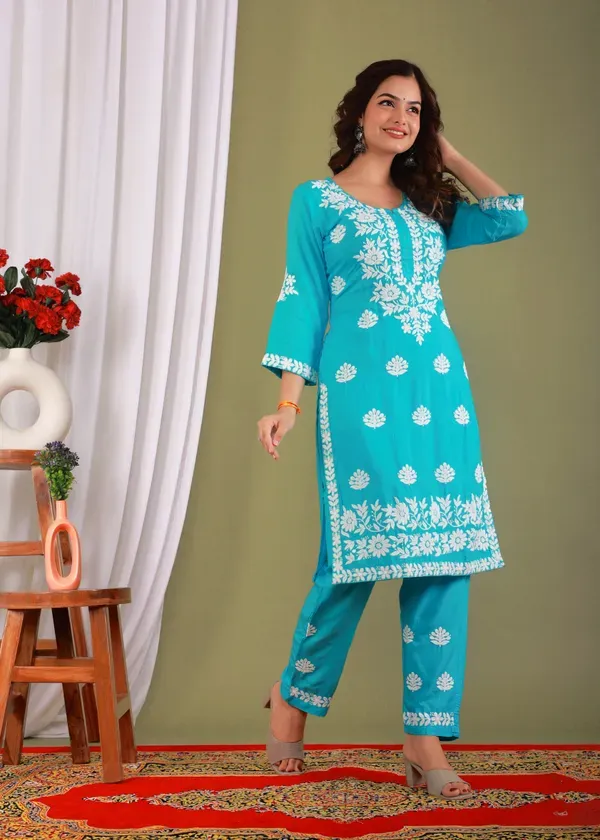 Firoji_Exclusive_Modal_Kurti_With_The_Plazzo_Chikankari_Fabric_For_Women