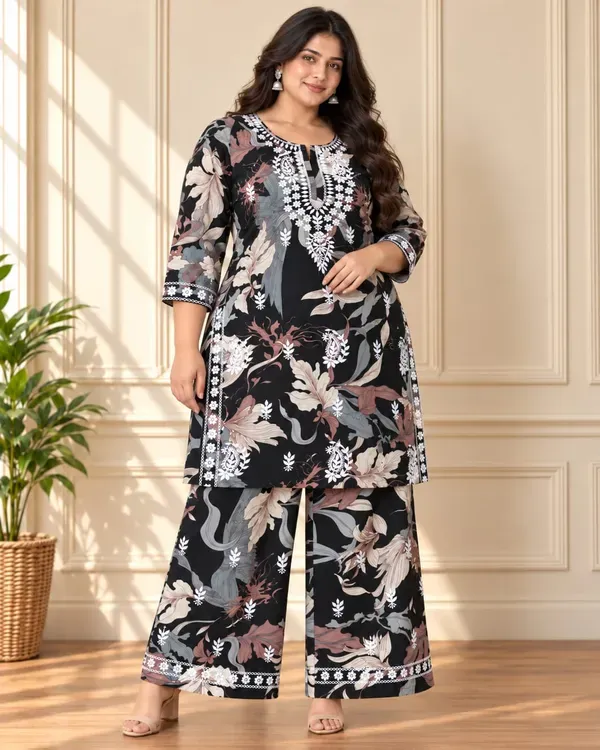 Black_Cotton_Printed_Chikankari_Work_Kurti_Set