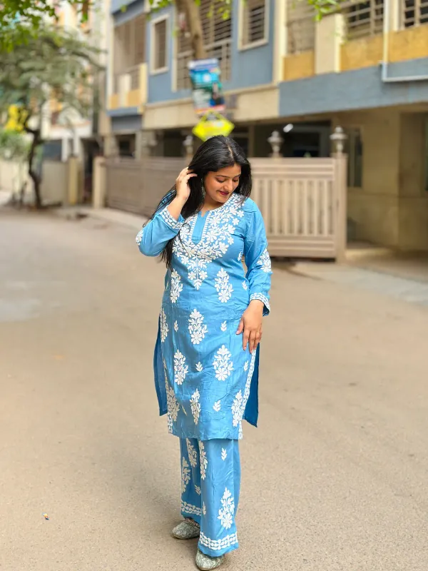 D_Sky_Rayon_Cotton_Chikankari_Kurta_With_Palazzo_For_Women