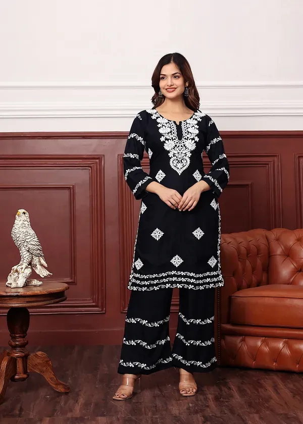 Black_Women_S_Rayon_Chikankari_Work_Straight_Kurta_Palazzo_Set_For_Women