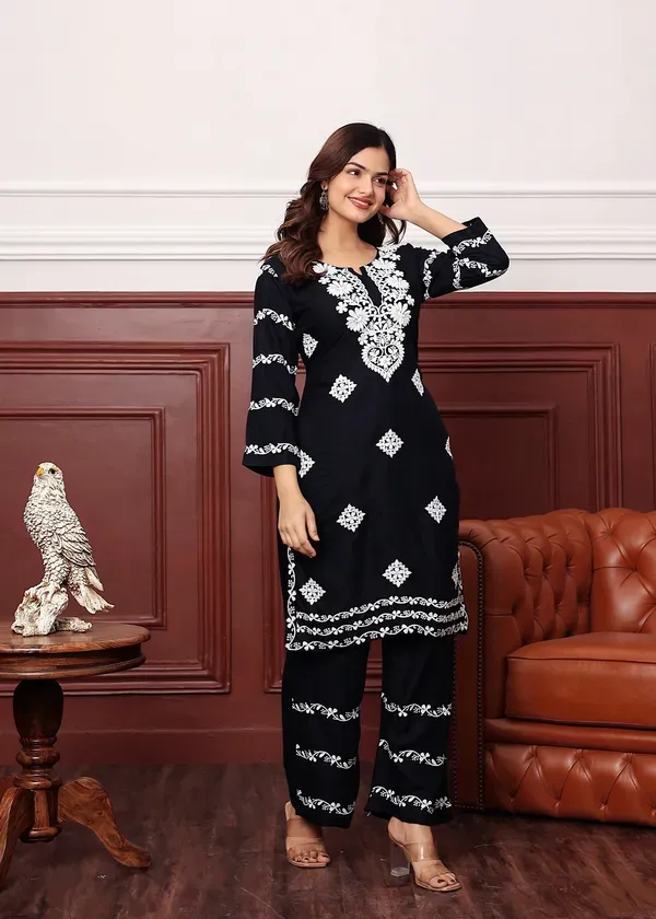 Black_Women_S_Rayon_Chikankari_Work_Straight_Kurta_Palazzo_Set_For_Women