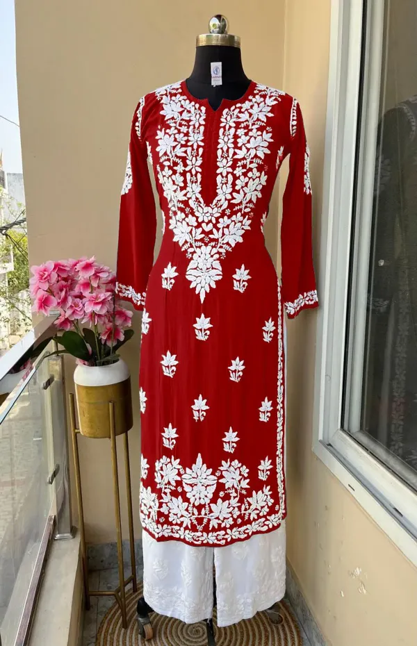 Maroon_Kurti_With_Plazo_For_Women