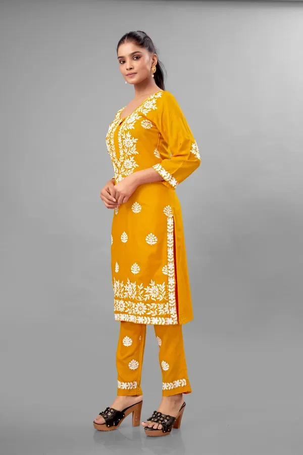 Yellow_Partywear_Chikankari_Straight_Kurta_Palazzo_Set_Readymade_For_Women