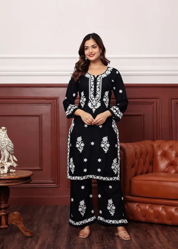 Black_Premium_Rayon_Kurti_Plazo_Set