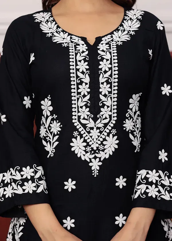 Black_Premium_Rayon_Kurti_Plazo_Set