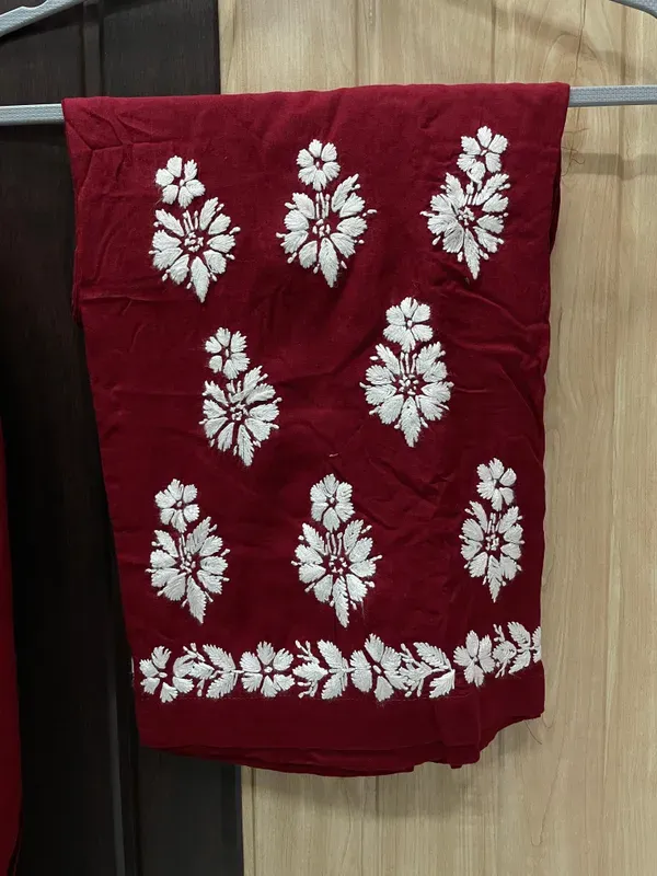 Maroon_Premium_Very_Soft_Breathable_Modal_Plazzo_Set_With_Chikankari_Work