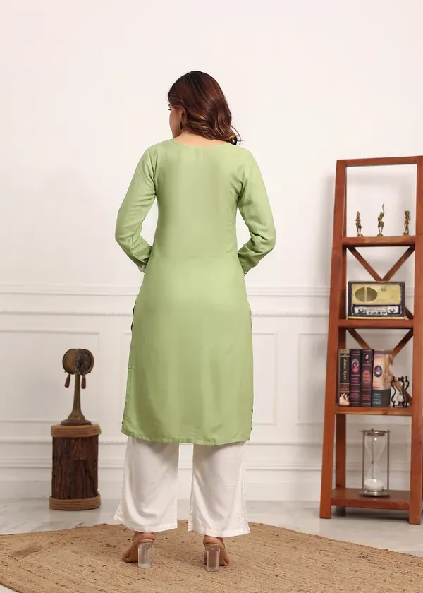 Pista_Elegant_Chikankari_Below_Knee_Length_Kurti_Plazo_Set_Perfect_For_All_Occasion