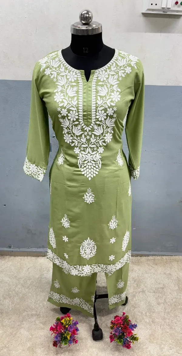 Pista_Chikankari_Straight_Kurta_Palazzo_Set_Readymade_For_Women