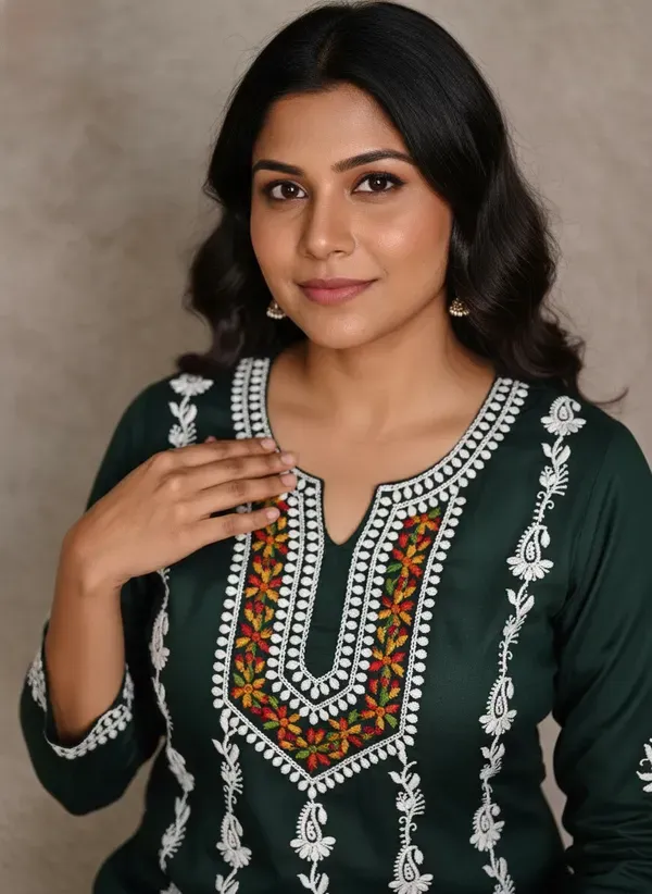 Green_Elegant_Chikankari_Kurta_With_Palazzo