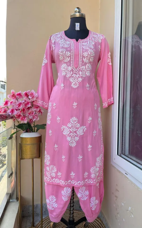 Baby_Pink_Chikankari_Reyon_Kurti_With_Afgani_Salwar_Suit