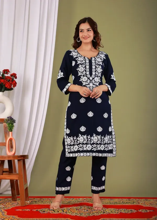 Blue_Exclusive_Modal_Kurti_With_The_Plazzo_Chikankari_Fabric_For_Women