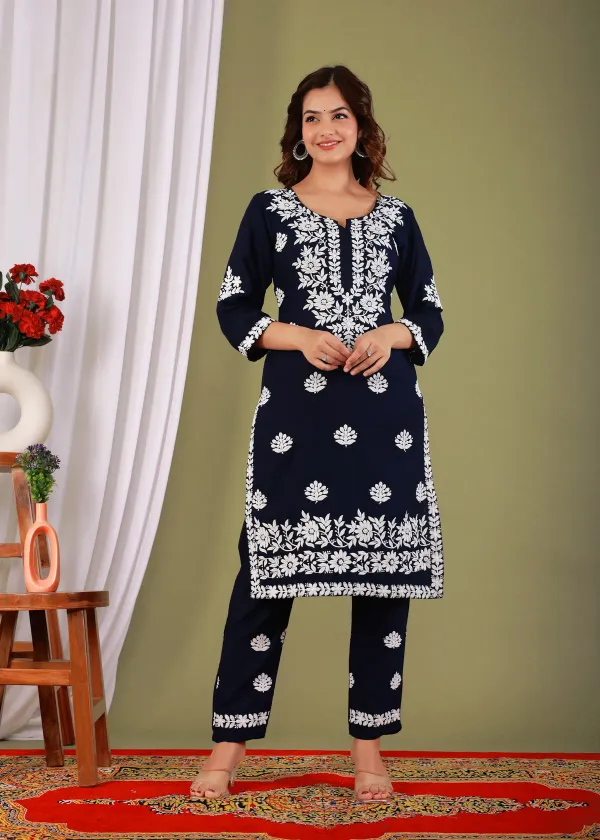 Blue_Exclusive_Modal_Kurti_With_The_Plazzo_Chikankari_Fabric_For_Women