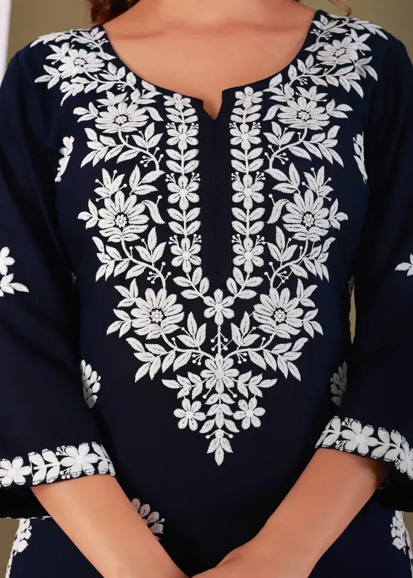 Blue_Exclusive_Modal_Kurti_With_The_Plazzo_Chikankari_Fabric_For_Women