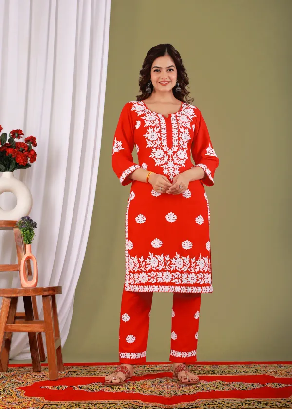 Red_Exclusive_Modal_Kurti_With_The_Plazzo_Chikankari_Fabric_For_Women