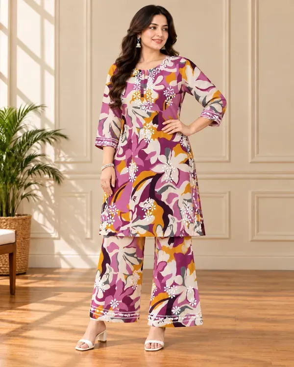 Multi_Trendy_Printed_Cotton_Kurta_Plazzo_Set