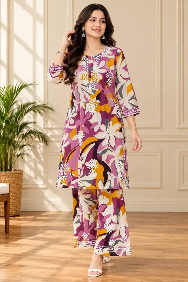 Multi_Trendy_Printed_Cotton_Kurta_Plazzo_Set