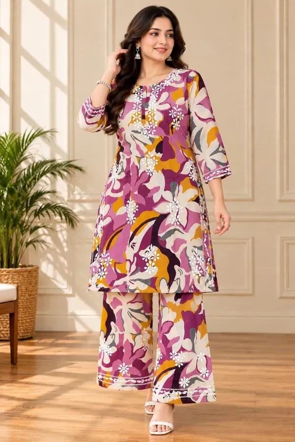 Multi_Trendy_Printed_Cotton_Kurta_Plazzo_Set