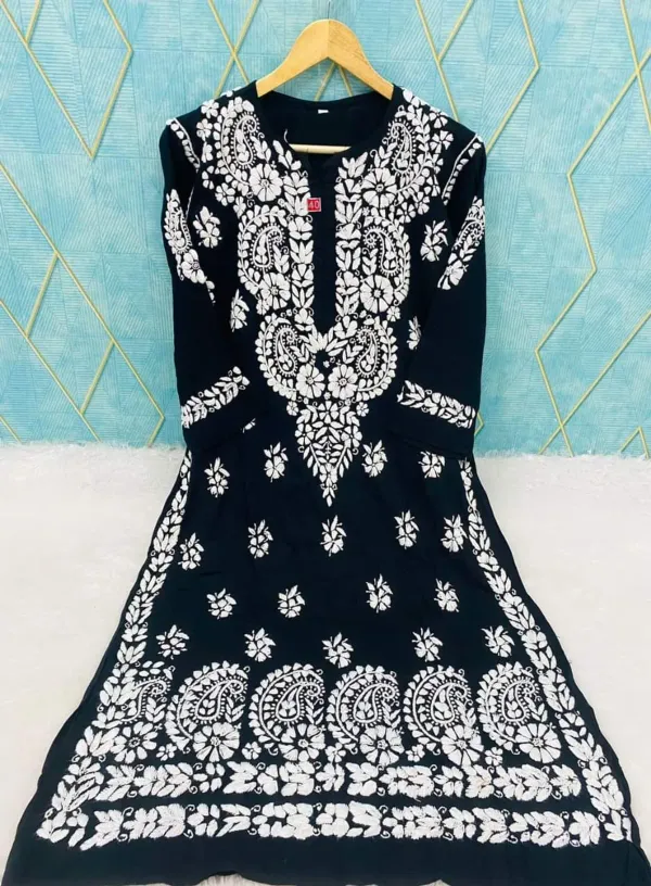 Black_Rayon_Cotton_Chikankari_Embroidery_Work_Kurti