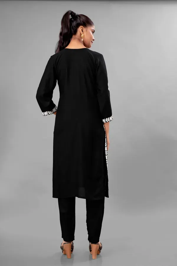 Black_Partywear_Chikankari_Straight_Kurta_Palazzo_Set_Readymade_For_Women