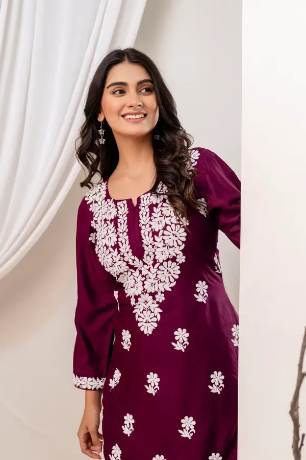 Wine_Trendy_Kurti_Set_For_Women