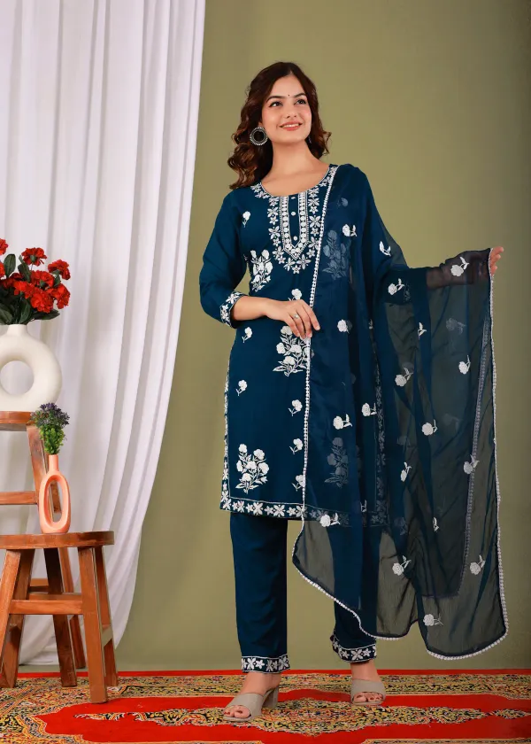 Dark_Blue_Rayon_Embroidered_Kurta_Pant_With_Dupatta_Set_For_Women