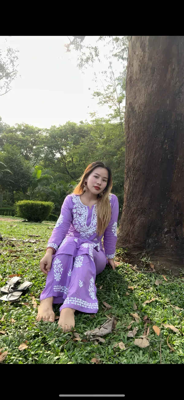 Light_Purple_Rayon_Cotton_Chikankari_Kurta_With_Palazzo_For_Women