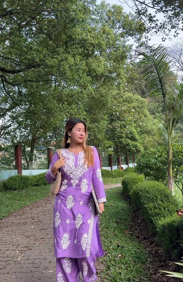 Light_Purple_Rayon_Cotton_Chikankari_Kurta_With_Palazzo_For_Women