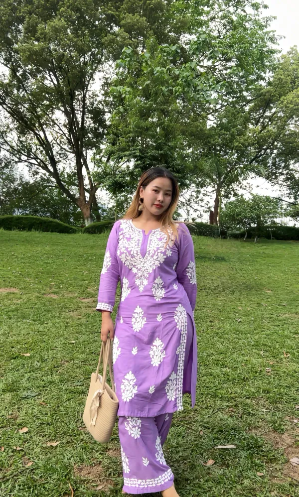 Light_Purple_Rayon_Cotton_Chikankari_Kurta_With_Palazzo_For_Women