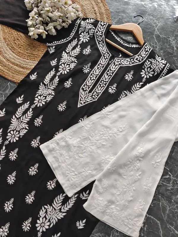Black_Rayon_Chikankari_Kurta_With_Palazzo