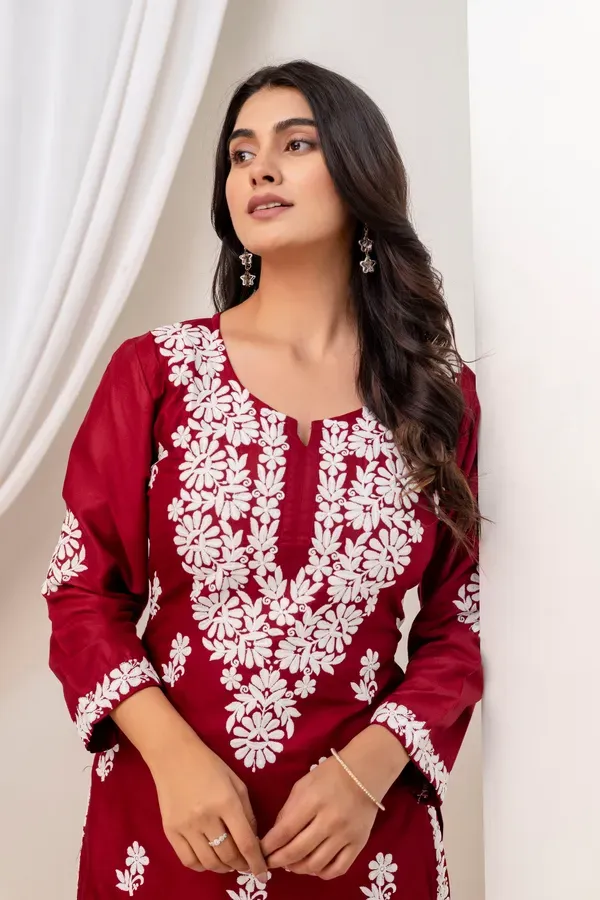 Maroon_Trendy_Kurti_Set_For_Women