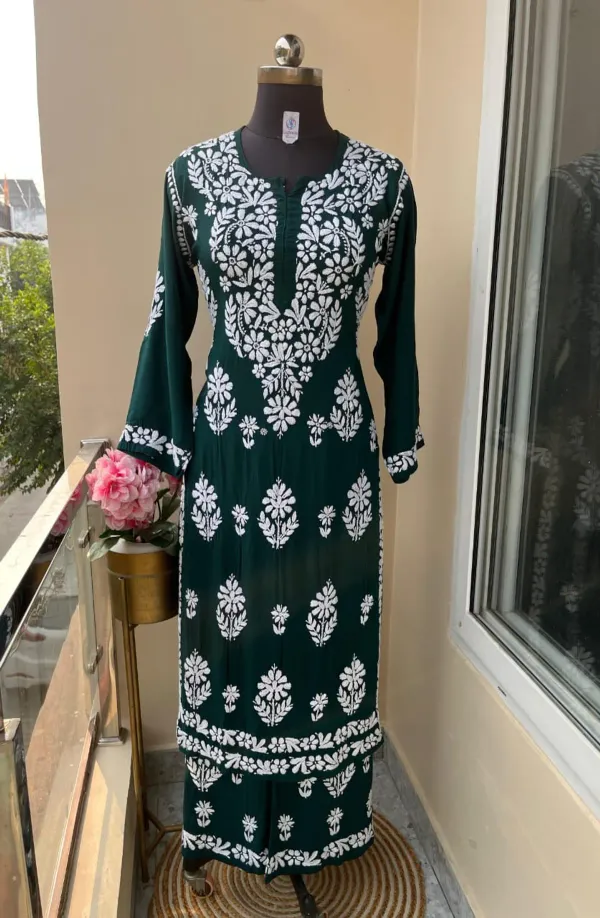 Green_Premium_Chikankari_Rayon_Kurti_Rayon_Plazzo_Set