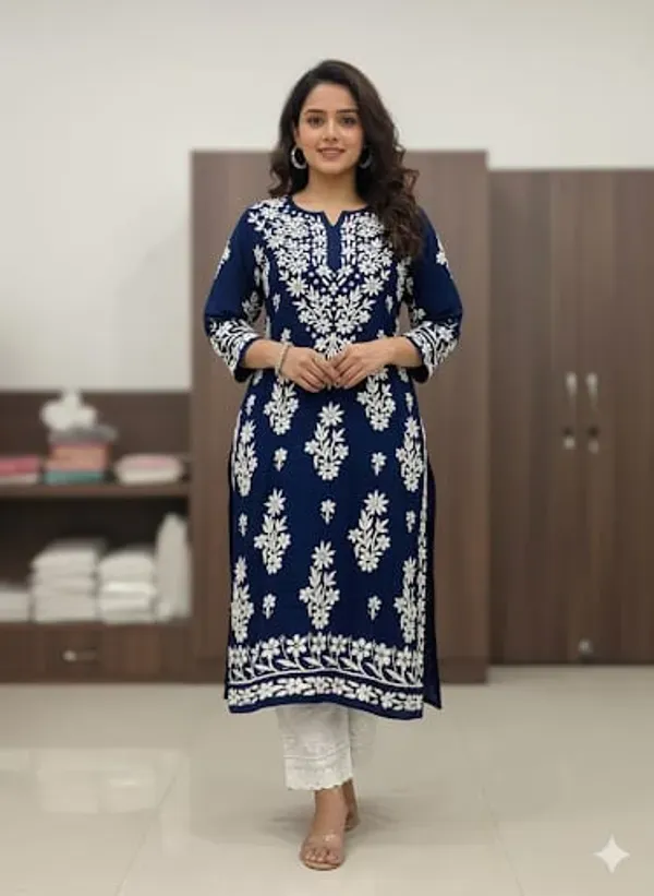 Blue_Chikankari_Premium_Modal_Straight_Kurta