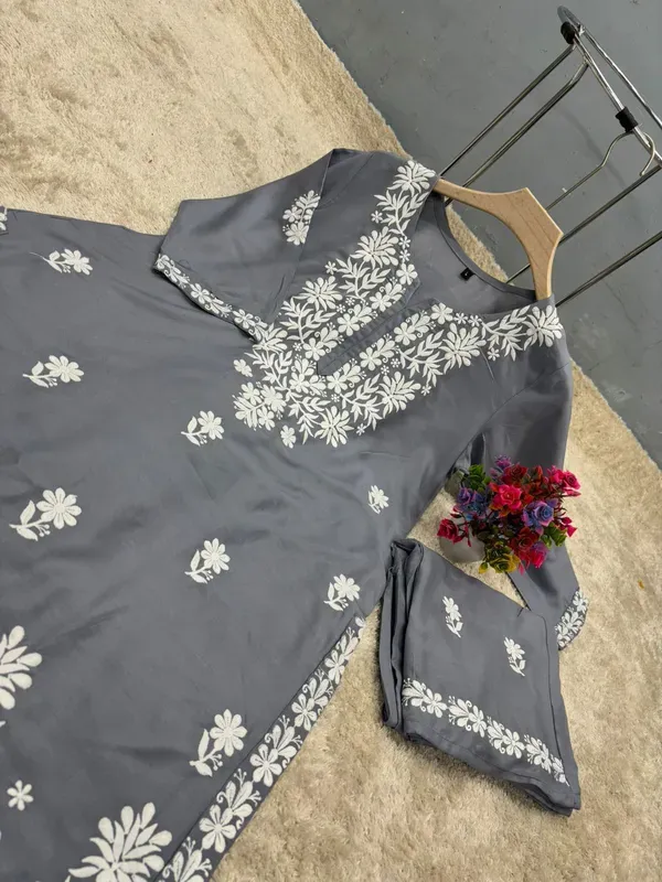 Grey_Chikankari_Kurtis_For_Women