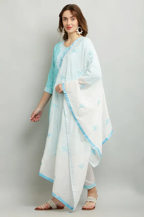 Firoji_Rayon_Kurti_With_Dupatta_And_Bottom_Wear_3_Piece_Set_For_Women