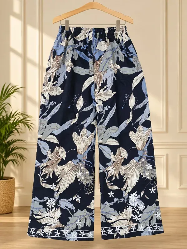 Blue_Printed_Cotton_Chikankari_Work_Kurta_With_Plazzo_Set