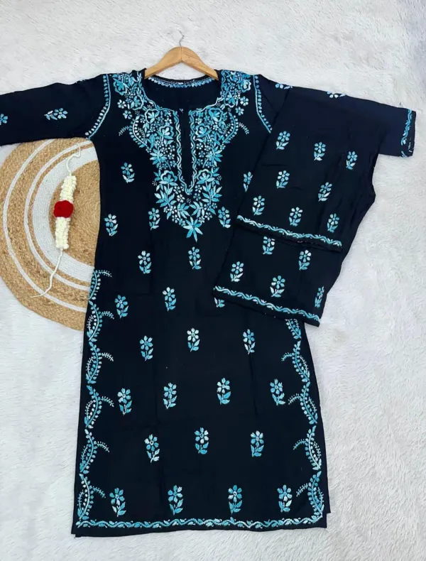 Black_Rama_Rayon_Dual_Thread_Chikankari_Co_Ord_Set