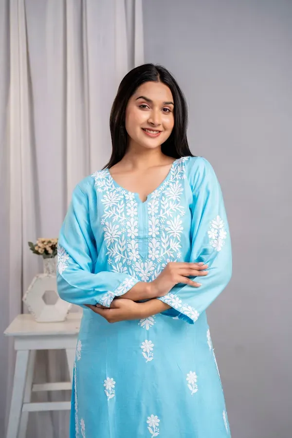 Firoji_Women_S_Exclusive_Kurti_Palazzo_Set_On_Pure_Rayon_Fabric_Chikan_Su