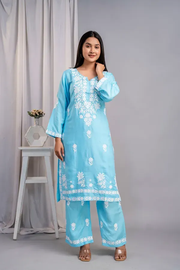 Firoji_Women_S_Exclusive_Kurti_Palazzo_Set_On_Pure_Rayon_Fabric_Chikan_Su