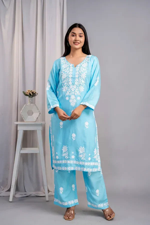 Firoji_Women_S_Exclusive_Kurti_Palazzo_Set_On_Pure_Rayon_Fabric_Chikan_Su